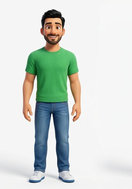 Dad, in a green t-shirt